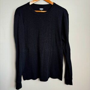 Old Navy Men's Black Waffle Knit Soft-Washer Thermal T-Shirt Large